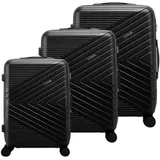 Avizar 3er Hartschalenkoffer Chevron mit TSA-Schloss, Koffer, Schwarz