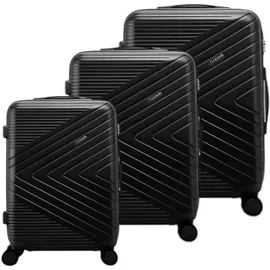 Avizar 3er Hartschalenkoffer Chevron mit TSA-Schloss, Koffer, Schwarz
