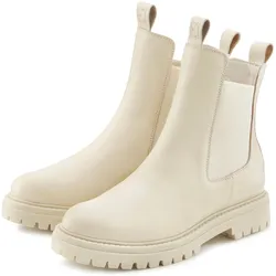 Stiefelette, Chelseaboots, Schlupfstiefel, Bikerboots aus Leder, Gr. 44, beige, , 49525425-44