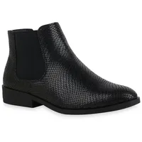 Stiefelparadies Damen Chelsea Boots in Schwarz Snake,