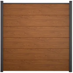 GroJaBasicLine Steckzaun Komplettset mit Alu-Pfosten, Golden Oak, 26,42 m