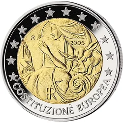 2 Euro Gedenkmünze "1. Jahrestag Unterzeichnung der Verfassung der EU" 2005 aus Italien