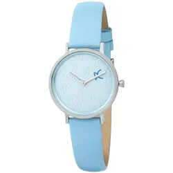 Pierre Cardin Damen Armband-Uhr mit Marken-Kürzel-Print analoge Quarz-Uhr mit Leder-Armband 3ATM 31mm CBV.1521 Blau/Silber - One-Size