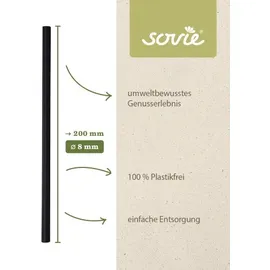 Sovie Trinkhalm in Schwarz aus Papier FSC®, Ø 8 mm / 20 cm, 150 Stück