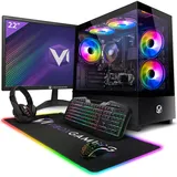 Vibox VI-78 Gaming PC - 22 Zoll Set Komplett - AMD Ryzen 3200GE 4GHz - Radeon Vega 8-8GB RAM - 480GB SSD - Windows 11 - WiFi