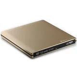 techPulse120 portables USB 3.0 4K UHD 3D M-Disc BDXL HDR10 Laufwerk Blu-ray Brenner Burner Superdrive Ultra-Slim BD DVD CD für Netbook Notebook Ultrabook Windows Mac OS Apple iMAC MacBook Alu Gold