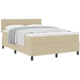 vidaXL Boxspringbett mit Matratze in Hellgrün Grau 140x200 cm aus Cord-Stoff