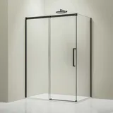 Bernstein Eckdusche Bernstein DX906 flex Schiebetür Soft-Close 8mm Nano Echtglas Schwarz matt 120x80cm