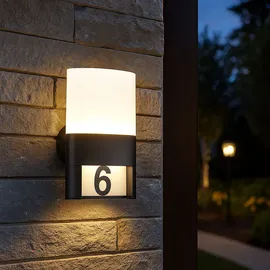 WOFI Wandleuchte Außen Wandlampe Hausnummer Außenleuchte Ip54, Hauswandlampe Terrasse Garten, Metall schwarz, Aufkleber, 1x LED 10,5w 660lm 3000k, Hxbxt 28x15,5x13,5cm, 12227