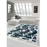 Merinos Kuhfell Imitat Teppich Patchwork in Schwarz Grau Weiß Größe 80 x 300 cm