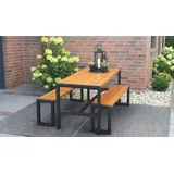 Garten Sitzgarnitur Amrum - Farbe: braun (lackiert) - Lieferumfang: 2 x Bank + 1 x Tisch