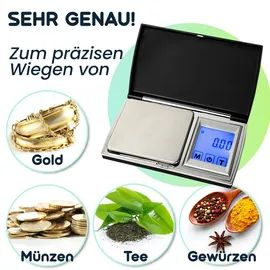 casativo Digitale Feinwaage (300g/0.01g) mit Touch-Display – Präzise Taschenwaage mit 7 Einheiten für Schmuck, Gewürze & Gold