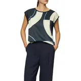 s.Oliver BLACK LABEL T-Shirt mit grafischem Muster vorn, hinten unifarben blau 38 EU