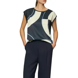 s.Oliver BLACK LABEL T-Shirt mit grafischem Muster vorn, hinten unifarben blau 38 EU