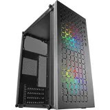 Mars Gaming MC-CORE, Ultrakompaktes MicroATX Gaming-Gehäuse, Frontdesign Metal-Mesh, 2X FRGB 120mm Lüfter, Seitliches Vollfenster, Mini-Tower PC mit USB 3.0, Schwarz