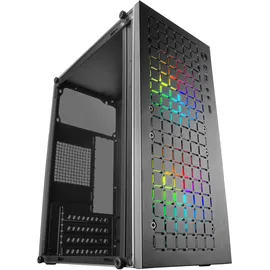 Mars Gaming MC-CORE, Ultrakompaktes MicroATX Gaming-Gehäuse, Frontdesign Metal-Mesh, 2X FRGB 120mm Lüfter, Seitliches Vollfenster, Mini-Tower PC mit USB 3.0, Schwarz