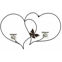 DanDiBo Ambiente Teelichthalter Doppelherz Metall Schwarz