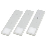 Kalb Material Für Möbel LED Unterbauleuchten SET Solid2, silbergrau mit mech. Schalter, 3W, 200cm Kabellänge, 3er Set warmweiss