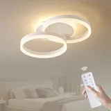 amdelne LED Deckenlampe Wohnzimmer 50cm 2-Ringe Design, 36W Deckenleuchte Moderne mit Fernbedienung Dimmbar, aus Metall+Acryl,Mit Nachtlicht Memory-Funktion, für Schlafzimmer, Esszimmer, Büro,Schwarz