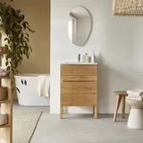 Waschtischkombination Easy aus Eichenholz und Keramik 60 cm