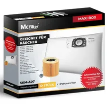 McFilter Staubsaugerbeutel + 1 Filter für Kärcher KFI 357 I WD 2 Plus WD 3 Serie WD 3 V-17/4/20, KWD 1-3, SE 4001, SE 4002, passend wie 2.863-314.0 2.863-303.0