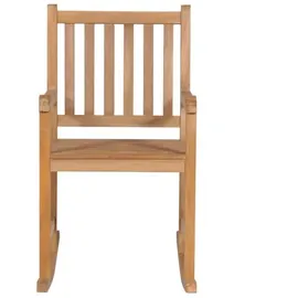 vidaXL | Schaukelstuhl mit Grauem Karomuster-kissen Massivholz Teak
