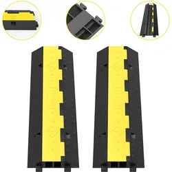 VEVOR Kabelschutzmatte Kabelkanal außenbereich und Pvc Schlauchbrücke 101x24,5x5cm Pkw Lkw überfahrschutz max 4989kg Belastbarkeit Kabelschutz Schwarz-Gelb