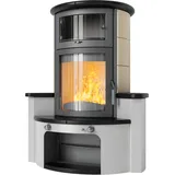 Kaminofen HARK 63 GT ECOplus 5 kW - Ofenkacheln: Quarz-Weiß/Opak-Schwarz - Korpus: titan