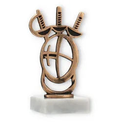 Pokal Konturfigur Fechten altgold auf weißem Marmorsockel 14,6cm