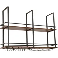 [en.casa] Weinregal 120 x 30 x 85 cm Schwarz/Walnussoptik