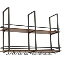 [en.casa] Weinregal 120 x 30 x 85 cm Schwarz/Walnussoptik