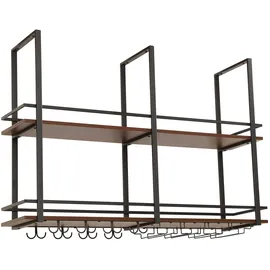 [en.casa] Weinregal 120 x 30 x 85 cm Schwarz/Walnussoptik