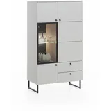 VALDERA Vitrine Lugano Lack Grau Hellgrau