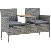 VidaXL 2-Sitzer-Gartenbank mit Teetisch 143 cm Poly Rattan Grau