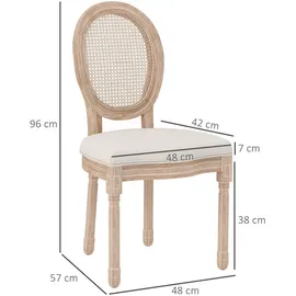 Homcom Esszimmerstuhl Küchenstuhl Polyester Cremeweiß 2er Set