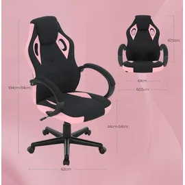 Woltu Gaming Stuhl, Bürostuhl, 150 kg belastbar, mit Kopfkissen, Mesh-Gewebe : Rosa+Schwarz Farbe: Rosa+Schwarz