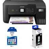 Epson EcoTank ET-2820 nachfüllbares 3-in-1 Tintenstrahl Multifunktionsgerät & C13T00P640 Tinte (4) Cyan, Magenta, Gelb, Schwarz 65 ml Flasche, EcoTank 104 & EP65580 Original 104 EcoTank Tintenflasche