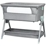 Goplus - 2 in 1 Beistellbett, Babybet mit 6 stufigen Hoehenverstellung und Aluminiumrahmen, Kinderbett inkl. Matratze, Zustellbett mit Rollen,