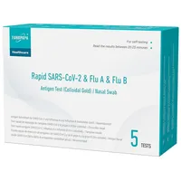 EUROPAPA Influenza-Schnelltest Corona + Influenza A/B 3in1 Schnelltest, 5-tlg., Zuhause, Einzelverpackt, Schnelles Ergebnis, einfache Handhabung, hohe Genauigkeit
