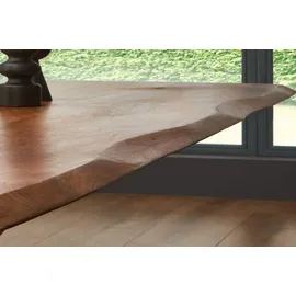 SAM Outillage Esstisch Baumkante Akazie natur 200(300)x100 Ansteckplatten silber ADINA