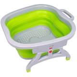 TRI Faltbares Fußbad mit Massagenoppen, klappbar, Fußmassage, Fußpflege, Pediküre, Entspannungsbad, Wanne, Wellness, Kunststoff, 46,5x40,5x6 cm, grau/grün