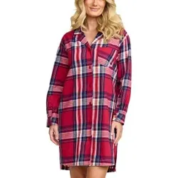 Damella Flannel Nightshirt Rot Muster Baumwolle Medium Damen