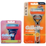 Gillette Fusion Power Rasierer + 8 Fusion5 Rasierklingen Klingen in OVP = 9