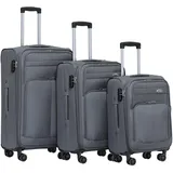BEIBYE Leichter Stoffkoffer Kofferset Trolley Außentaschen Dehungsfuge mehr Stauraum mit Zahlenschloss (Grau, Set)