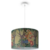 Paco Home Pendelleuchte Kinderzimmer Deckenlampe Stoff Lampenschirm Dschungel Pendelleuchte - Weiß, Design 4 (ø45,5 cm), - Paco Home