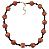 Gallay Perlenkette Kette Schmuckperle rot-goldfarben schwarz (1-tlg) rot