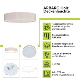 Licht-Erlebnisse ARBARO 2-flammig rund weiß Holz Glas
