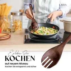 LAYBA Teakholz Servierlöffel mit Schlitzen (26 cm)
