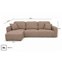 kaiser möbel Ecksofa mit Schlaffunktion und Bettkasten, Sofa L-Form Bingo L, Chenille-Stoff Artico, Beige, Links - Beige
