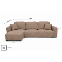 kaiser möbel Ecksofa mit Schlaffunktion und Bettkasten, Sofa L-Form Bingo L, Chenille-Stoff Artico, Beige, Links - Beige